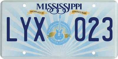 MS license plate LYX023