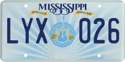 MS license plate LYX026