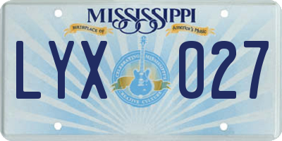 MS license plate LYX027