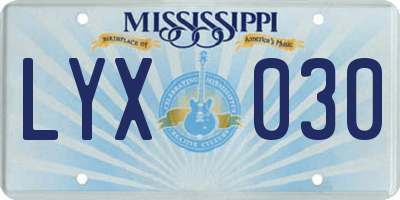 MS license plate LYX030