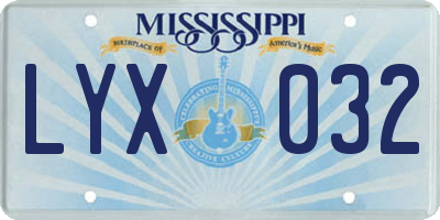 MS license plate LYX032