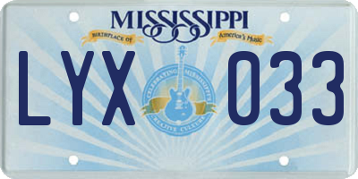 MS license plate LYX033