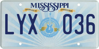 MS license plate LYX036