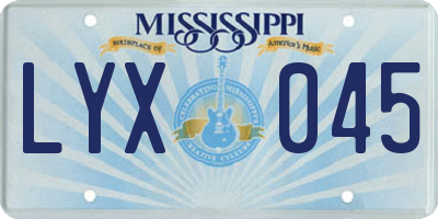 MS license plate LYX045