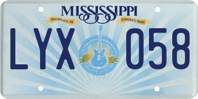 MS license plate LYX058