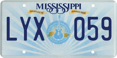 MS license plate LYX059