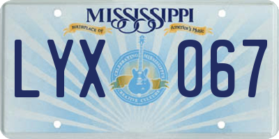 MS license plate LYX067