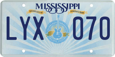 MS license plate LYX070