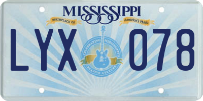 MS license plate LYX078