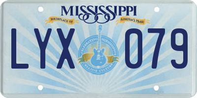MS license plate LYX079