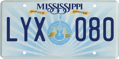 MS license plate LYX080