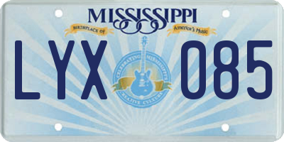 MS license plate LYX085