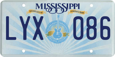 MS license plate LYX086
