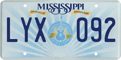 MS license plate LYX092