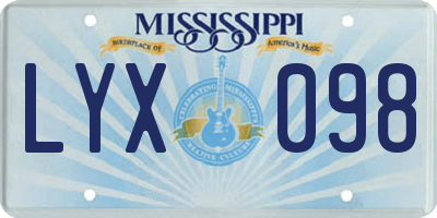 MS license plate LYX098