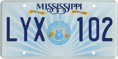 MS license plate LYX102