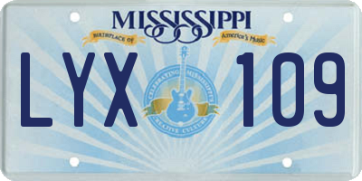 MS license plate LYX109