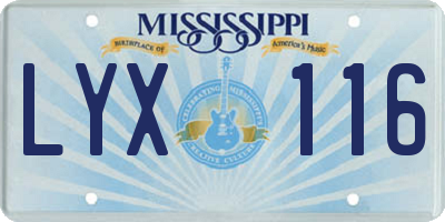 MS license plate LYX116