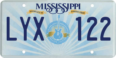 MS license plate LYX122