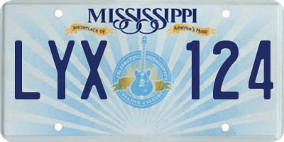 MS license plate LYX124