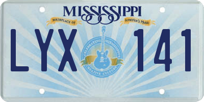 MS license plate LYX141