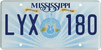 MS license plate LYX180