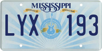 MS license plate LYX193
