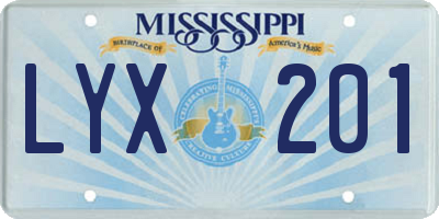 MS license plate LYX201