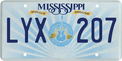 MS license plate LYX207