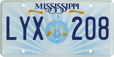 MS license plate LYX208