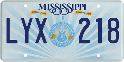 MS license plate LYX218
