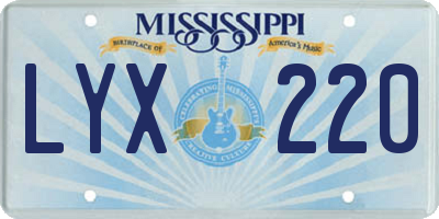 MS license plate LYX220