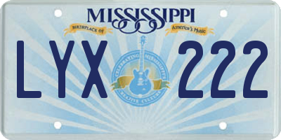 MS license plate LYX222