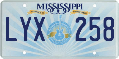 MS license plate LYX258