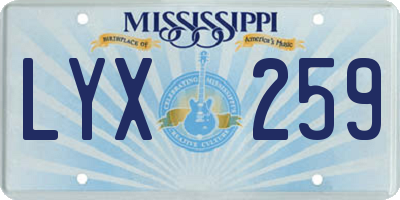 MS license plate LYX259