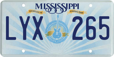 MS license plate LYX265