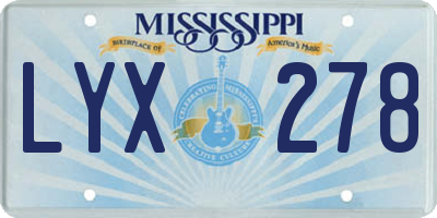 MS license plate LYX278