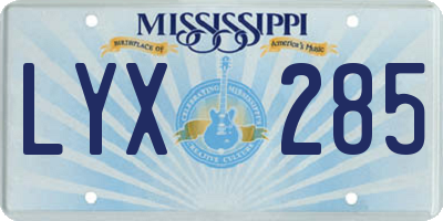 MS license plate LYX285