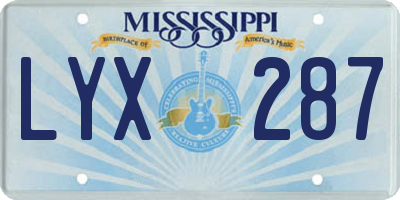 MS license plate LYX287