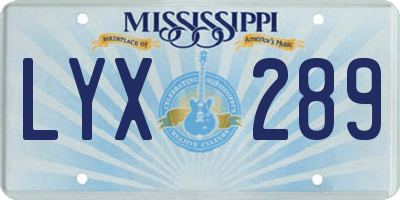 MS license plate LYX289