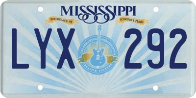 MS license plate LYX292