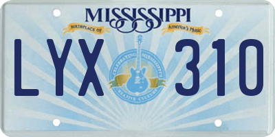 MS license plate LYX310