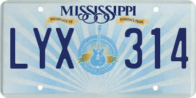 MS license plate LYX314