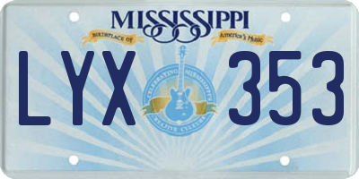 MS license plate LYX353