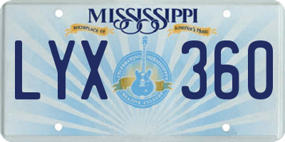 MS license plate LYX360