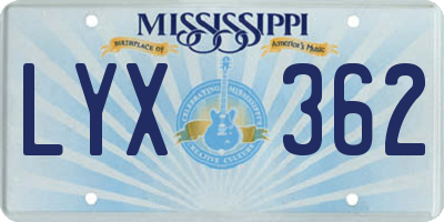 MS license plate LYX362