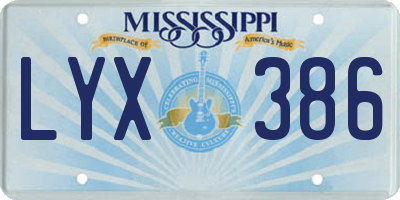 MS license plate LYX386