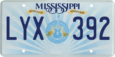 MS license plate LYX392