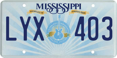 MS license plate LYX403