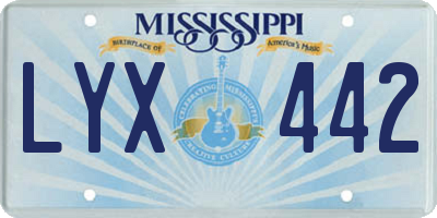 MS license plate LYX442